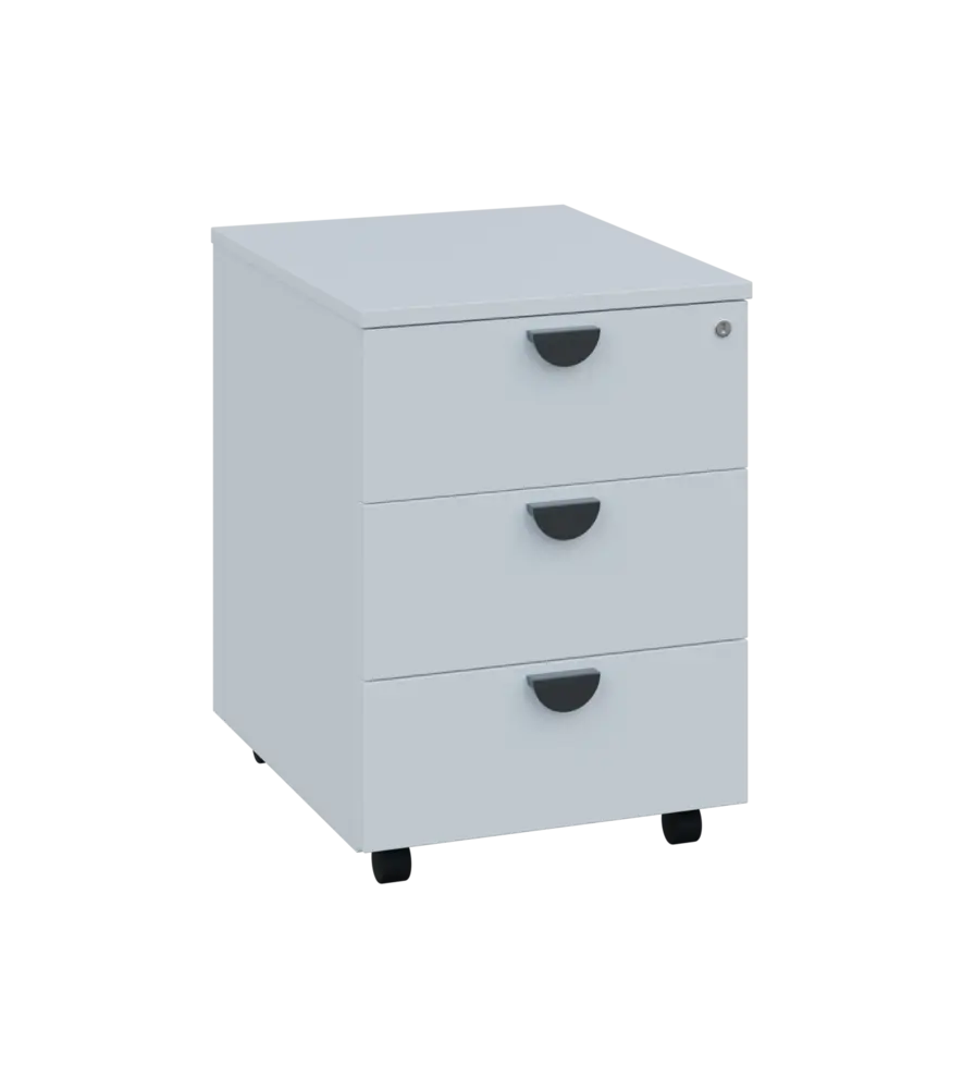 TK - 00 kontejner pojízdný, 3-zásuvkový, deska 18 mm, centrální zámek, bílá